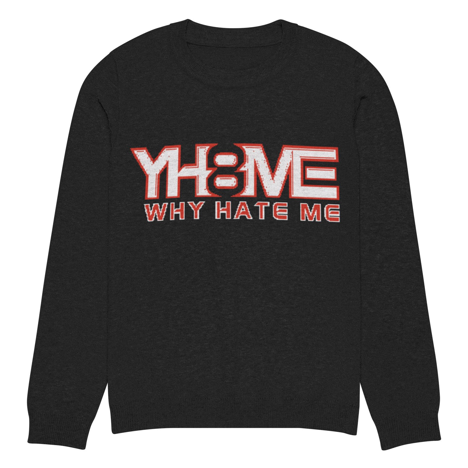 YH8ME WHITE LOGO KNITTED CREW NECK SWEATER