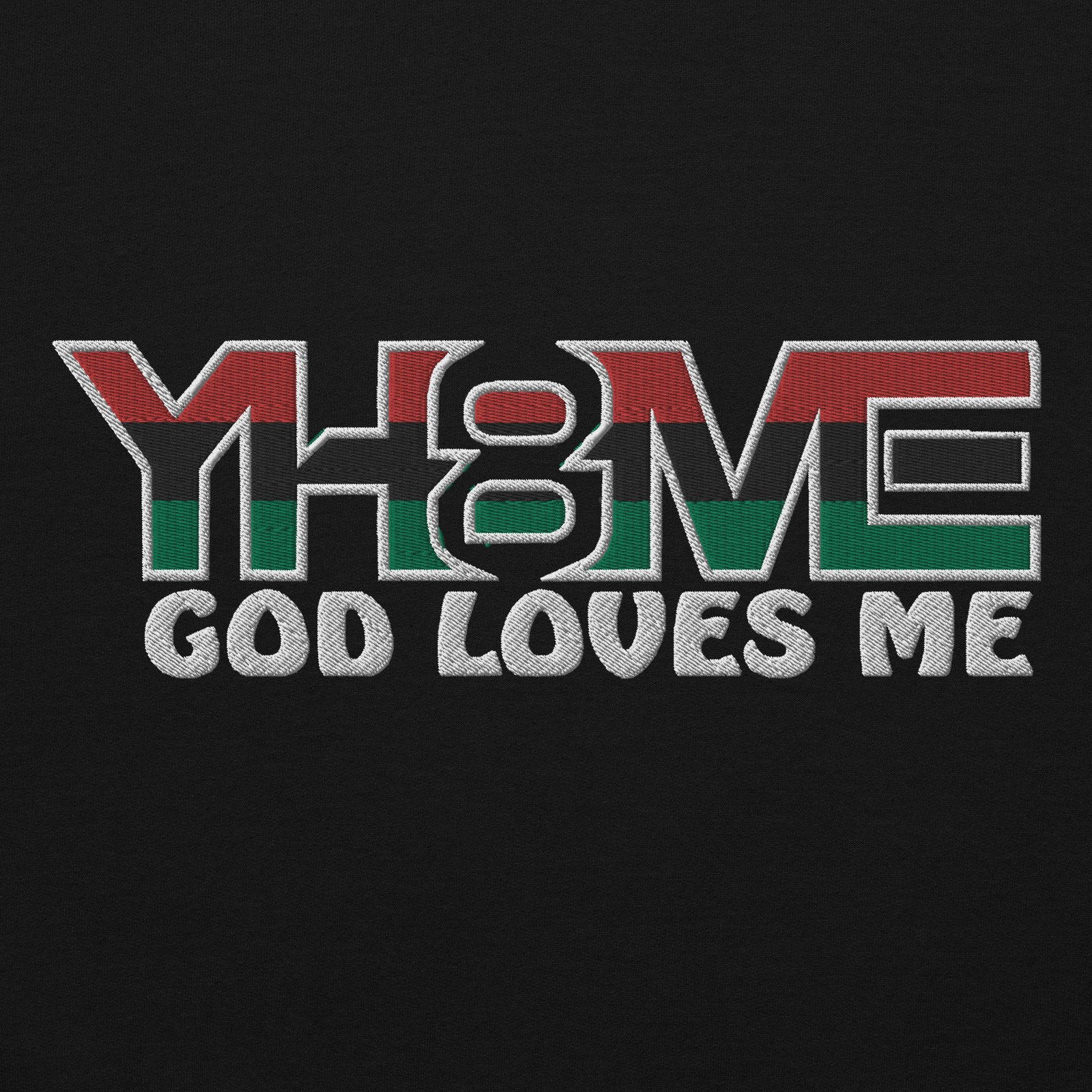 YH8ME GOD LOVES ME BLACK PRIDE HOODIE (FRONT EMBROIDERED) angle 2