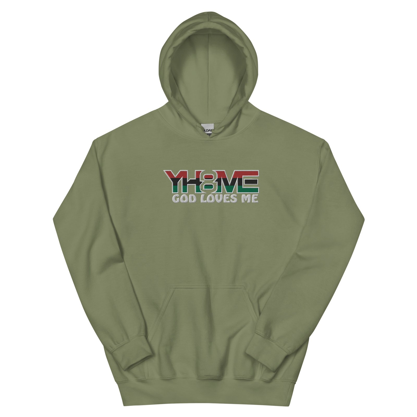 YH8ME GOD LOVES ME BLACK PRIDE HOODIE (FRONT EMBROIDERED) angle 3